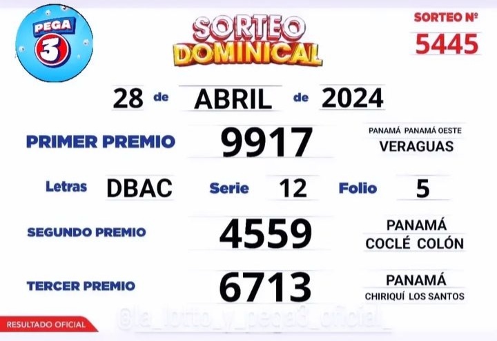 Loteria nacional Panamá Domingo. Pedido 69132418